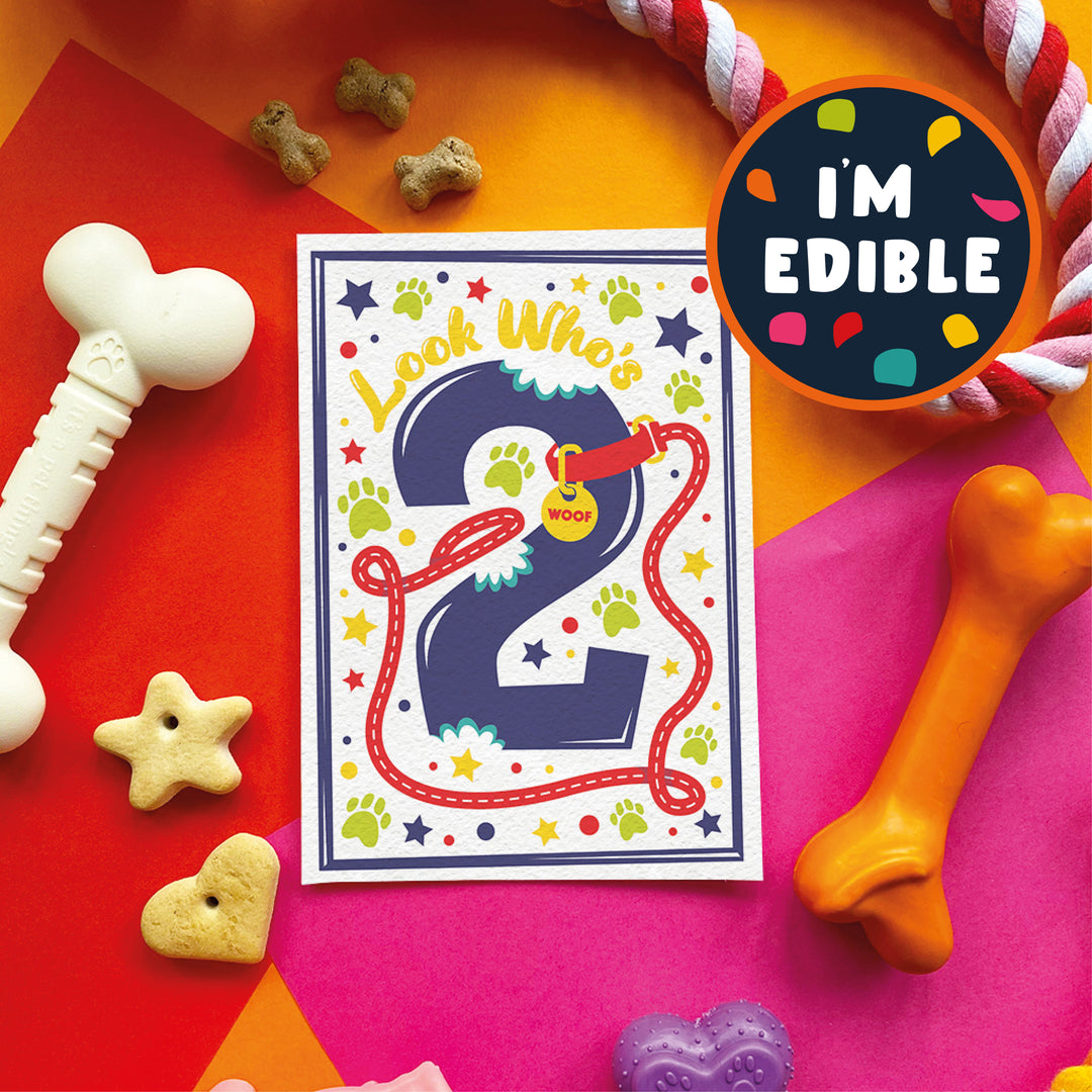 Scoff Edible Dog Card - Happy 2nd Birthday My Store