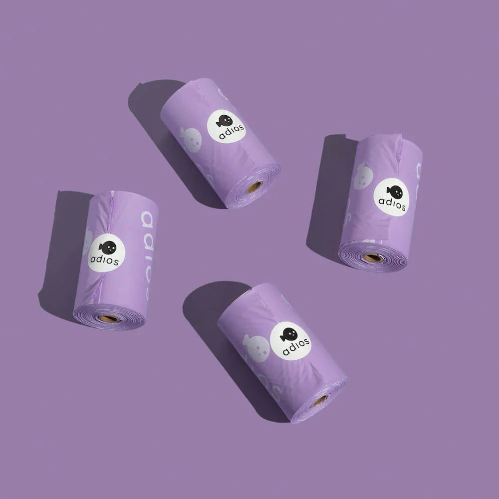 Adios Plastic Poo Bag Roll (Purple)