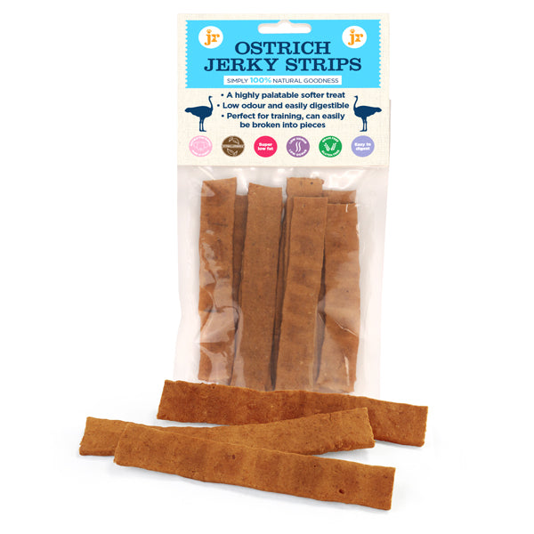 JR Ostrich Jerky Strips Lili + Mila's Empawrium