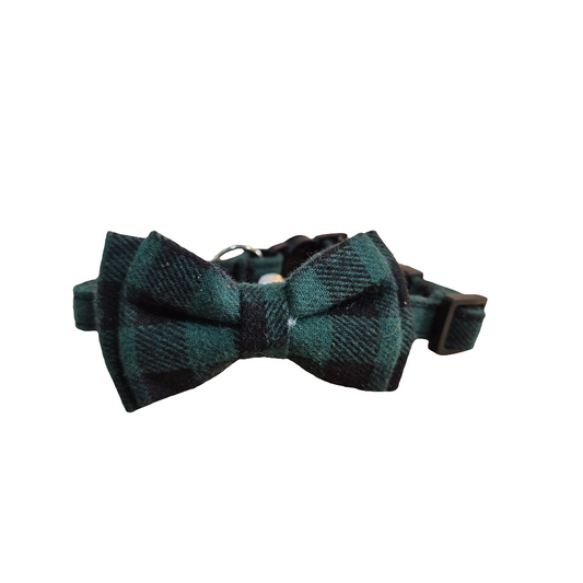 Green and Black Check Cat Collar