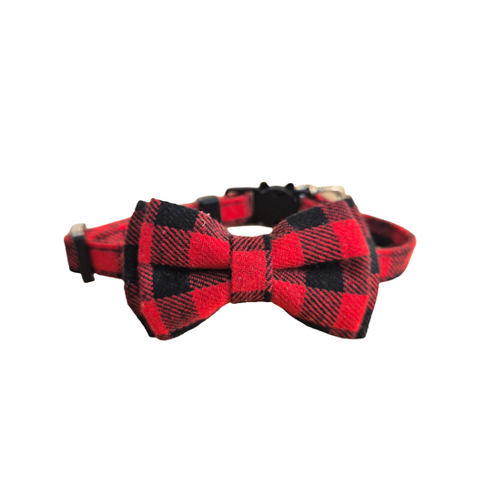 Black and Red Check Cat Collar