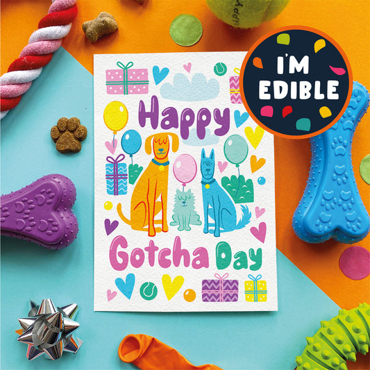 Scoff Paper Edible Dog Card - Happy Gotcha Day